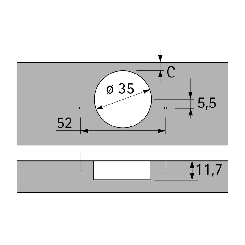 BISAGRA INTERMAT 110°  PUSH (Bisagra loca)