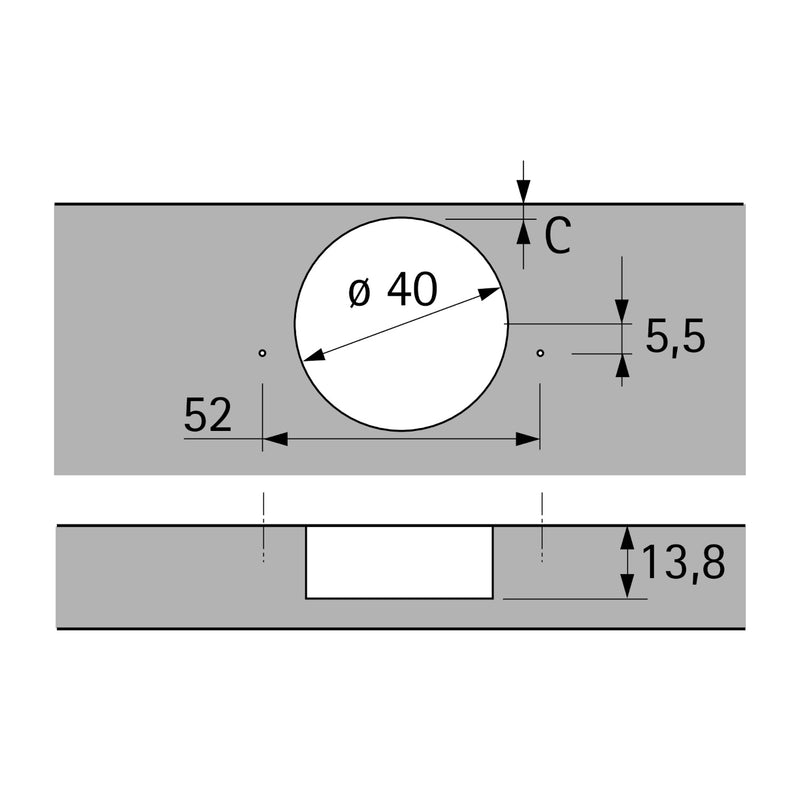 BISAGRA INTERMAT 95° (Para puertas de hasta 43mm)