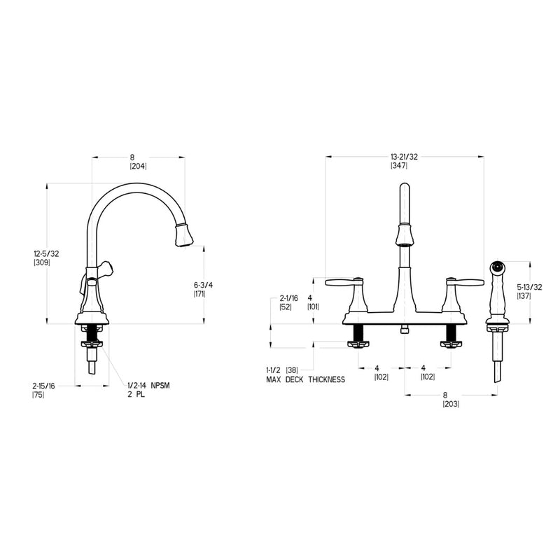 GRIFO DE 2 MANDOS GLENFIELD para cocina