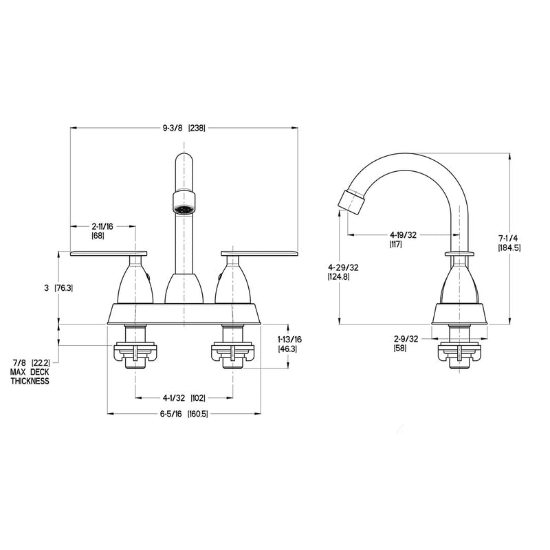 GRIFO MAIA de 2 Mandos para Baño 4" Centerset