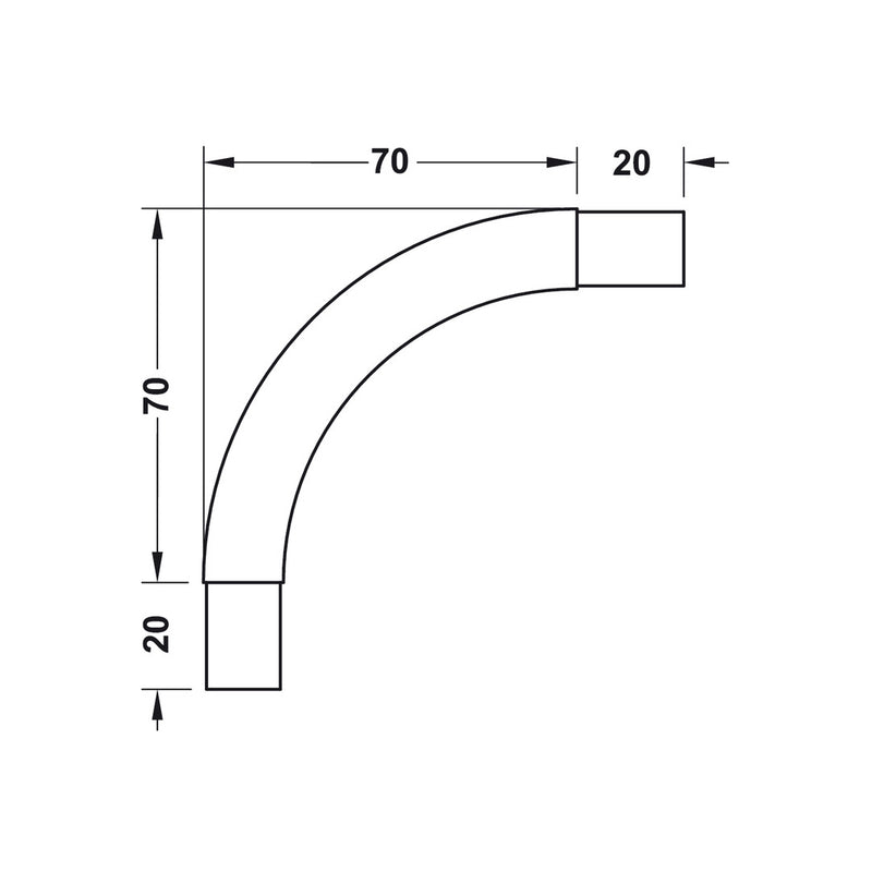 Codo oval para barra de closet de 90°