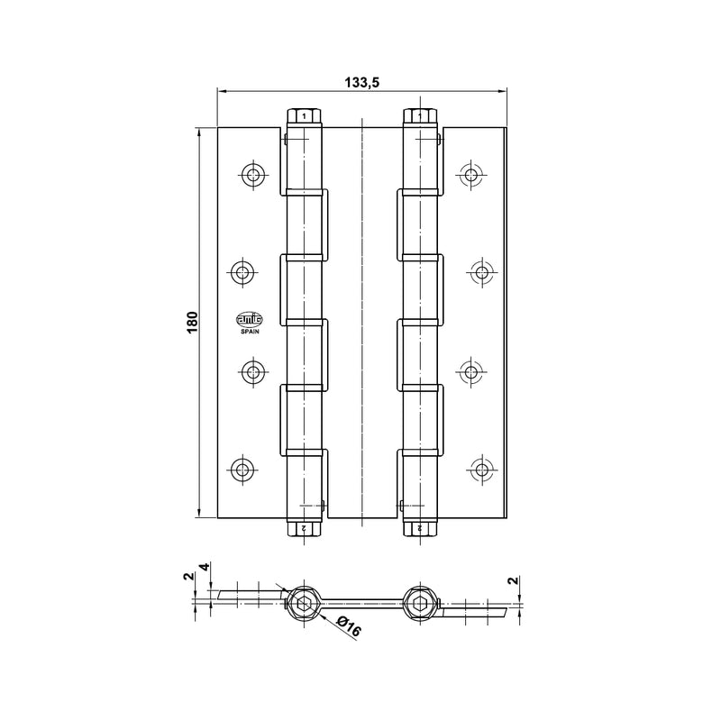 Amig  Bisagra Puerta Cocina. Doble Accion con Muelle. Mod.3035 Color Plata