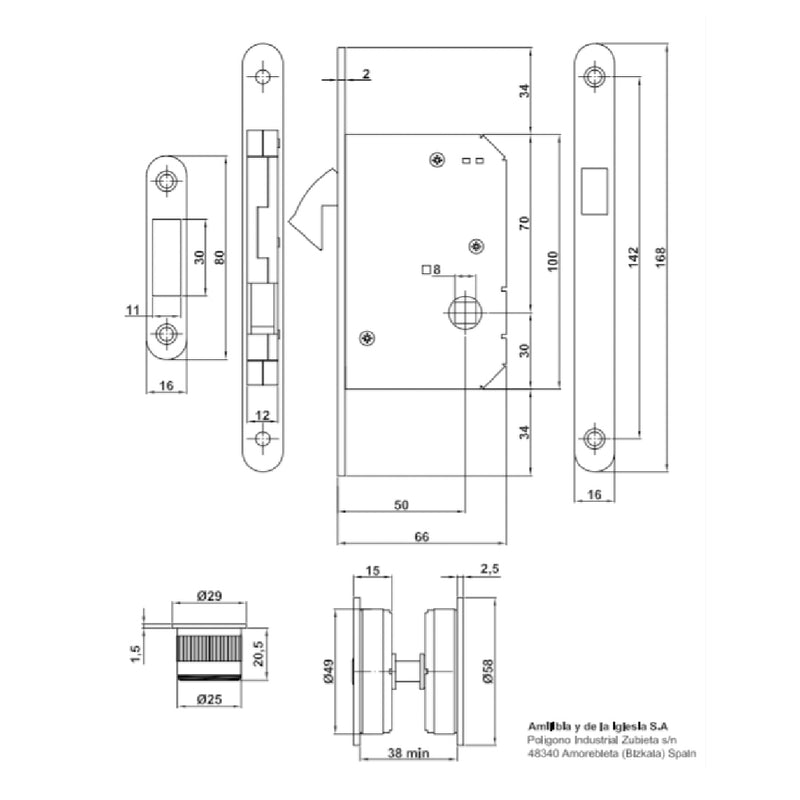 Kit de CERRADURA de embutir modelo 611