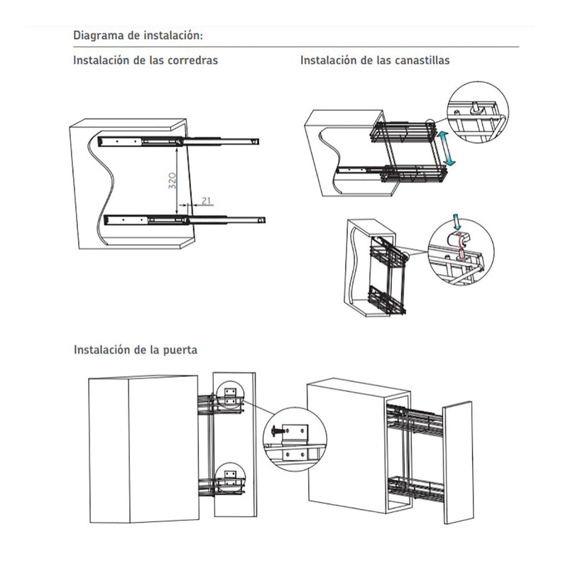 Botellero lateral para gabinete