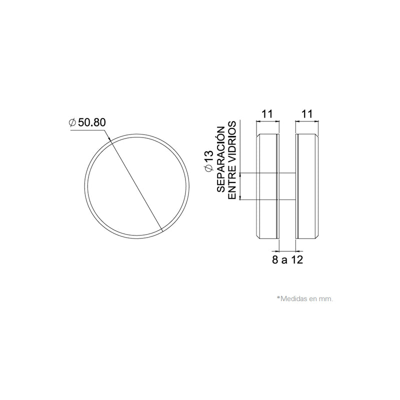 Conector 1182 de vidrio a vidrio marca Herralum