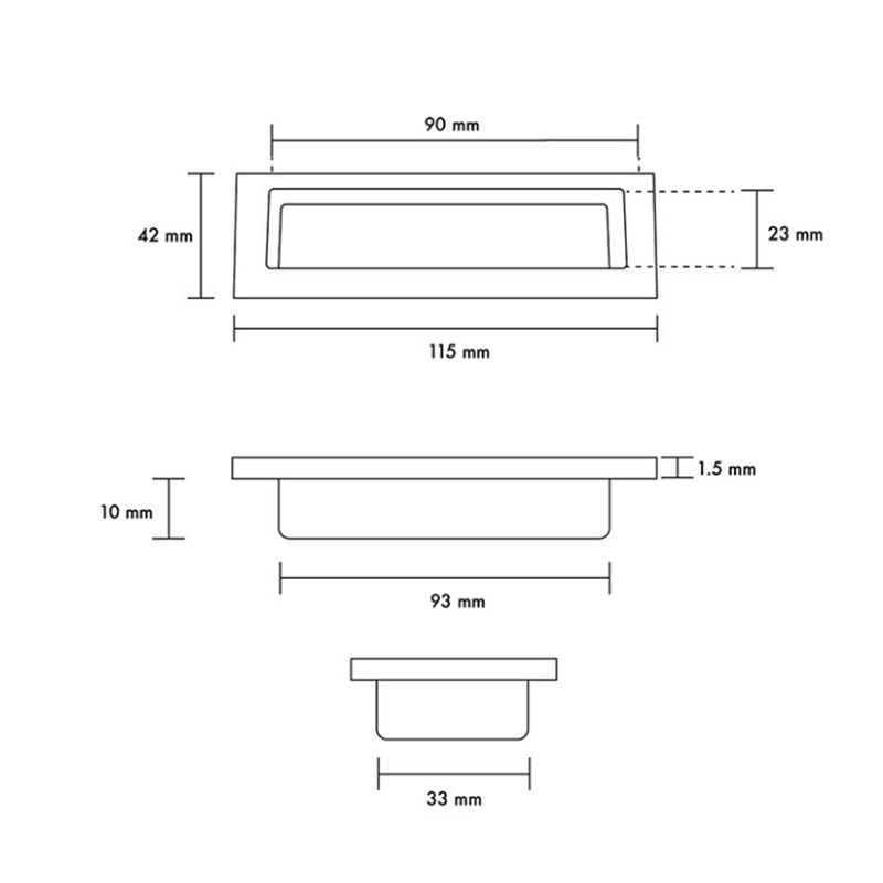 Jaladera rectangular semi hundida