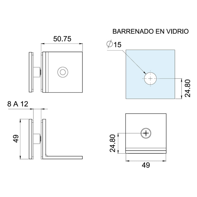 CONECTOR RECTO P/FIJOS C/BASE