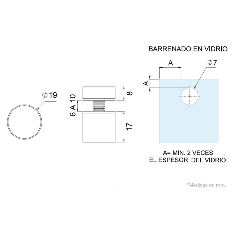 HERRAJES PARA INSTALAR VIDRIO A MURO