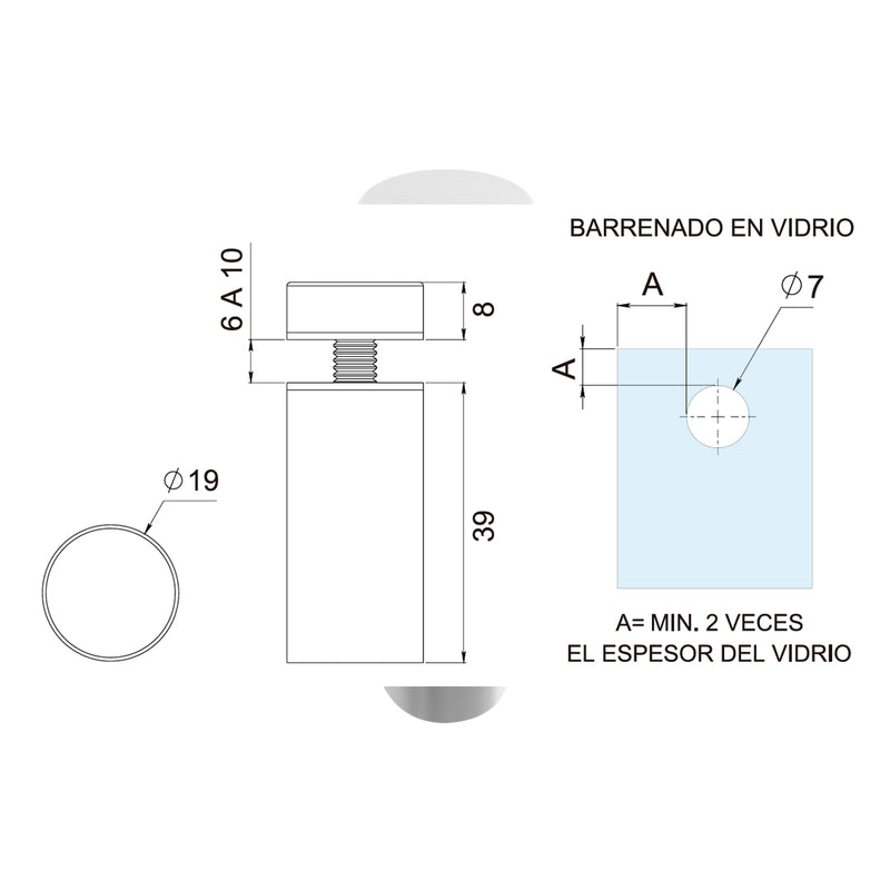 HERRAJES PARA INSTALAR VIDRIO A MURO