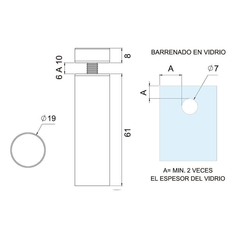 HERRAJES PARA INSTALAR VIDRIO A MURO