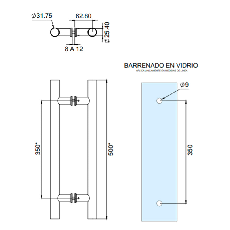 Jaladera manzanillo tubular