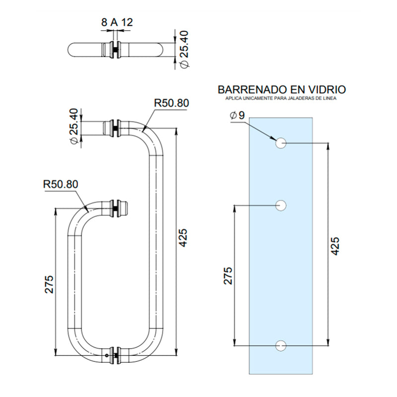 Jaladera Pátzcuaro tubular