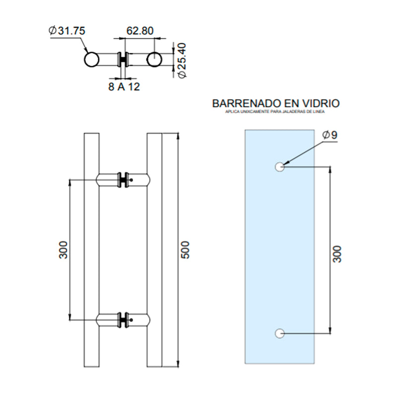 Jaladera tecomán tubular