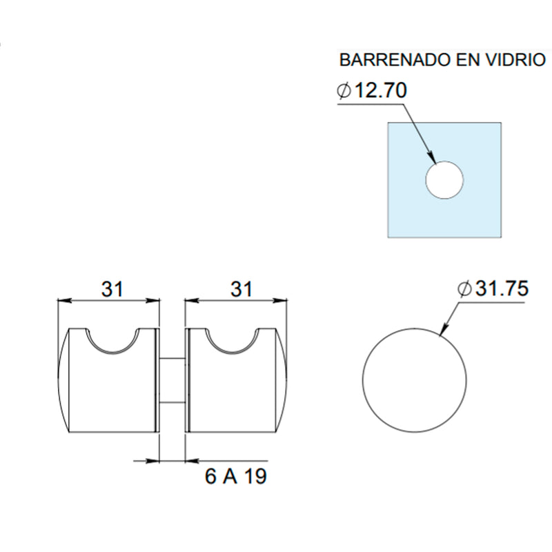 Jaladera de pomo modelo 1312