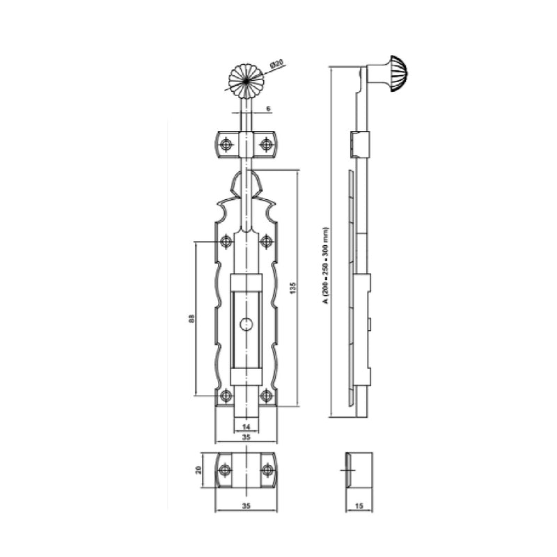 Pasador de sobreponer mod. 411