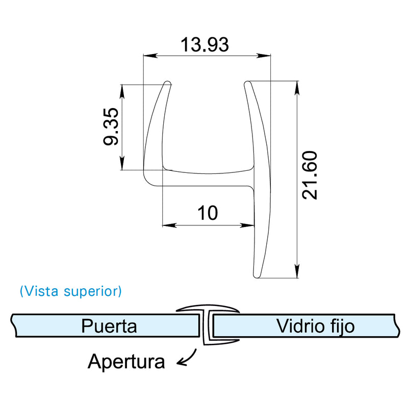 PERFIL DE POLICARBONATO ALETA RIGIDA "H"