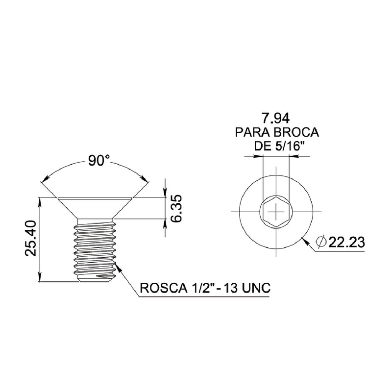 TORNILLO allen cabeza plana